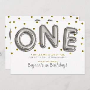 Convites De prata & ouro Balloons UM partido de primeiro