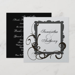 Convites de prata preto e branco do casamento do