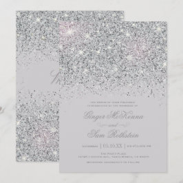 Convites de prata Sparkling do casamento do brilho