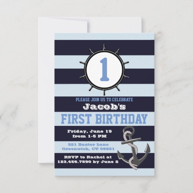 Convites de Primeiro Aniversário do Marinho Náutic (Frente)
