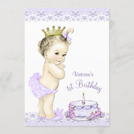 Convites de Primeiro Aniversário Lavanda para Meni