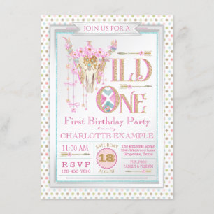 Convites de Primeiro Aniversário Meninas Boho Wild