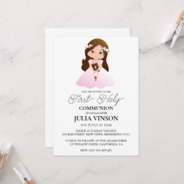 convites de primeiro comunhão de menina com cruz b