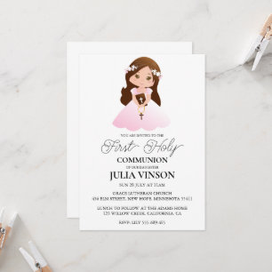 convites de primeiro comunhão de menina com cruz b