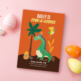 Convites de quarto aniversário Dinosaur 4-A-Saurus
