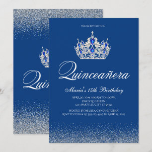 Convites de Quinceanera Azul Real