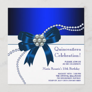 Convites de Quinceanera Azul Real Elegantes