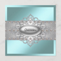 Convites de Quinceanera Azul Turquesa Elegantes