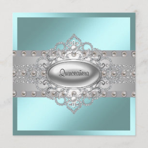 Convites de Quinceanera Azul Turquesa Elegantes