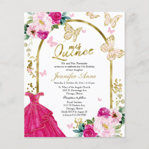 Convites de Quinceanera Borboleta Orçamento Vestid