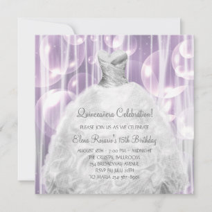 Convites de Quinceanera Branco Vestido de Bolhas
