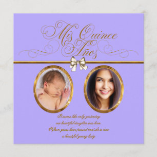 Convites de Quinceanera com Foto Roxo Lavanda Dour