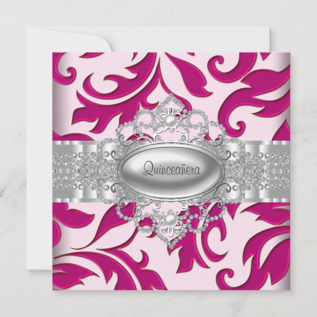 Convites de Quinceanera com Redemoinhos Rosa Vibra (Frente)