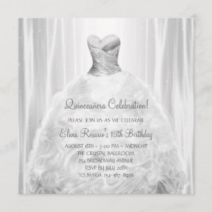 Convites de Quinceanera de Vestido Branco para Fes