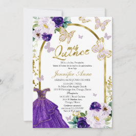Convites de Quinceanera espanhóis Borboleta Roxa
