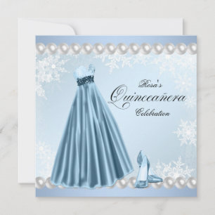 Convites de Quinceanera Floco de Neve Azul Bebê