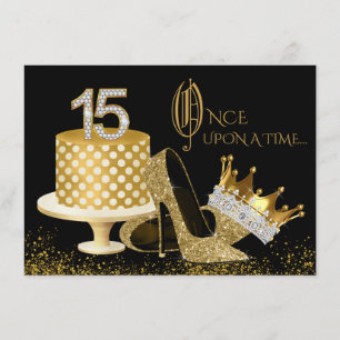Convites de Quinceanera Preto e Dourado