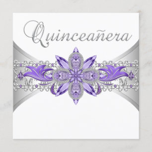 Convites de Quinceanera Roxo Lavanda Prata