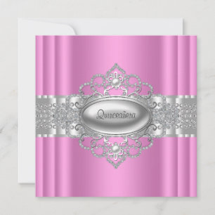Convites de Quinze Anos Rosa e Branco Elegantes