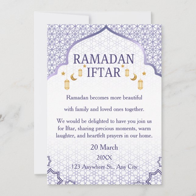 Convites de Ramadan Mubarak – Iftar Familiar Elega (Frente)