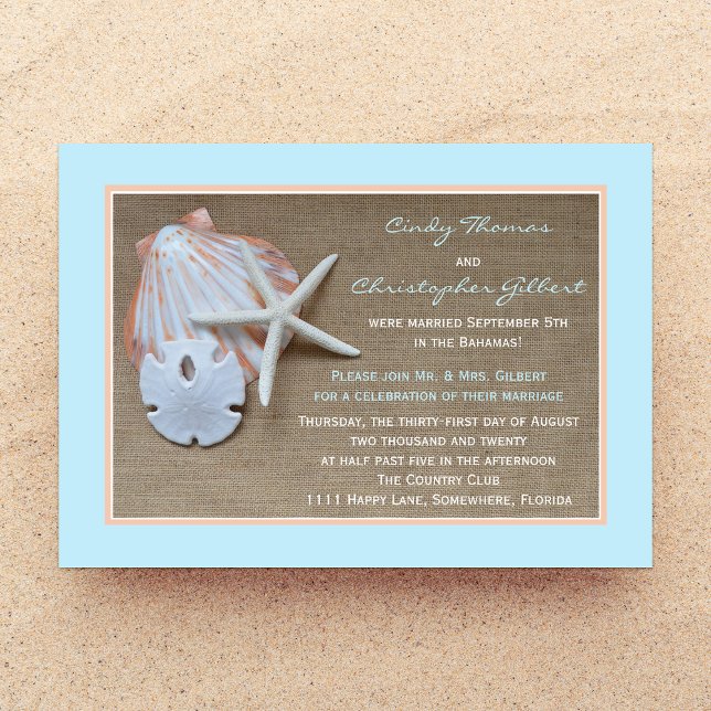 Convites de Recepção de Casamento - Beach Burlap (Criador carregado)