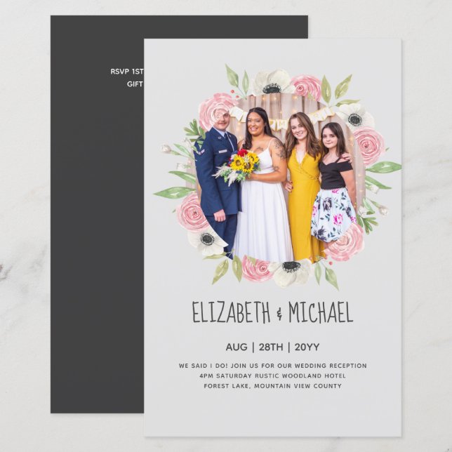 Convites de Recepção de Casamento com Foto em Alta (Frente/Verso)