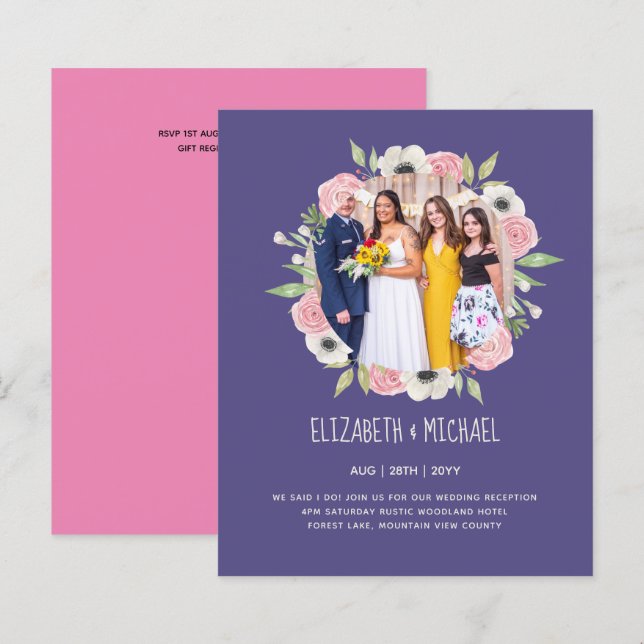 Convites de Recepção de Casamento com Orçamento Li (Frente/Verso)