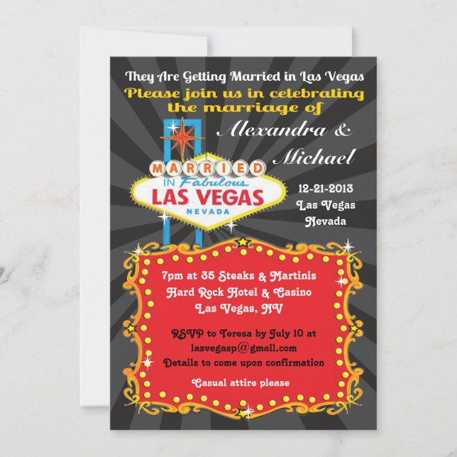 Convites de Recepção de Casamento em Las Vegas (Frente)