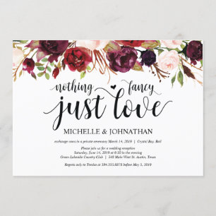 Convites de Recepção de Casamento Floral Burgundy 