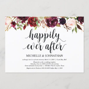 Convites de Recepção de Casamento Floral Burgundy 