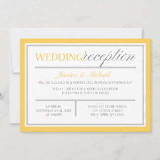 Convites de Recepção de Casamento Modernos Amarelo