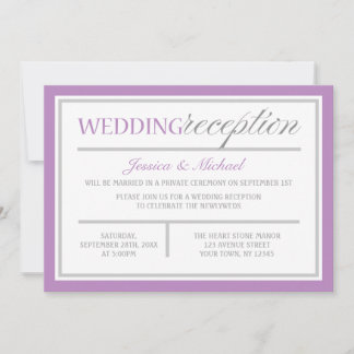 Convites de Recepção de Casamento Modernos Roxo e
