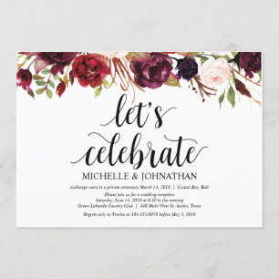 Convites de Recepção de Casamento Rústico Burgundy