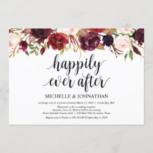 Convites de Recepção de Casamento Rústico Burgundy