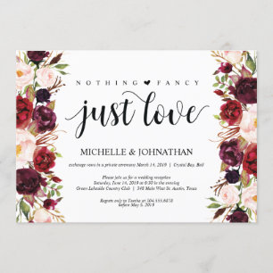 Convites de Recepção de Casamento Rústico Burgundy