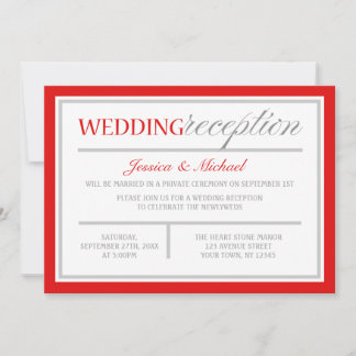 Convites de Recepção de Casamento Vermelhos e Cinz