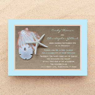 Convites de Recepção Pós-Casamento - Lona de Praia