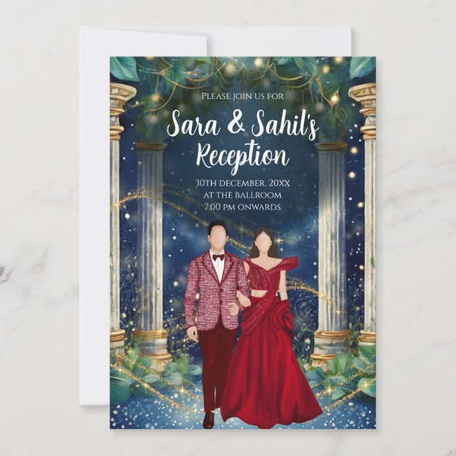 Convites de Recepção Sangeet Digital Indiano (Frente)