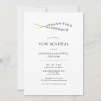 Convites de Renovação de Votos Aquarela Lavanda