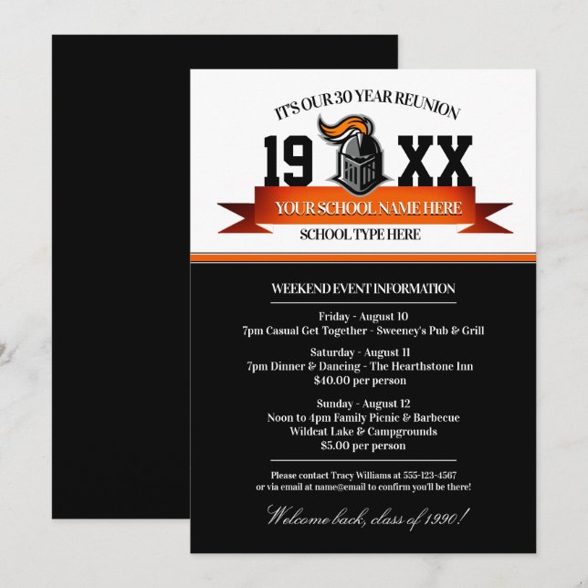 Convites de Reunião de Classe de Banner Mascot (Frente/Verso)