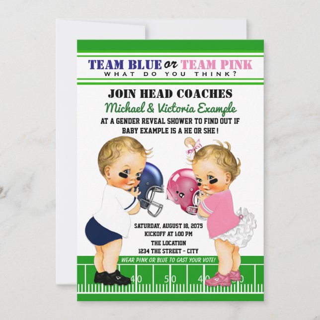 Convites de Revelação de Gênero do Bebê com Tema d (Frente)