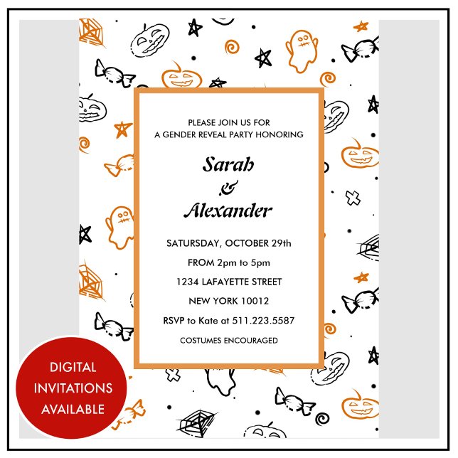 Convites de revelação de gênero do Halloween de ou (Halloween-gender-reveal-invitations-October-Ghosts-1)