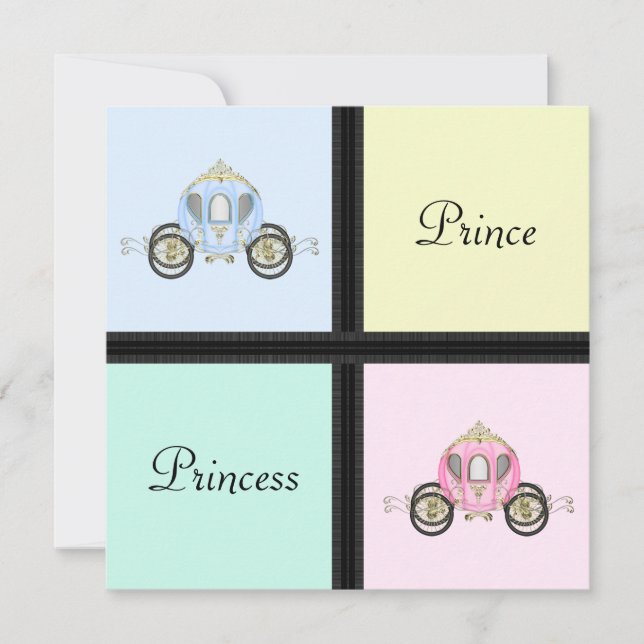 Convites de Revelação de Gênero Príncipe Princesa (Frente)