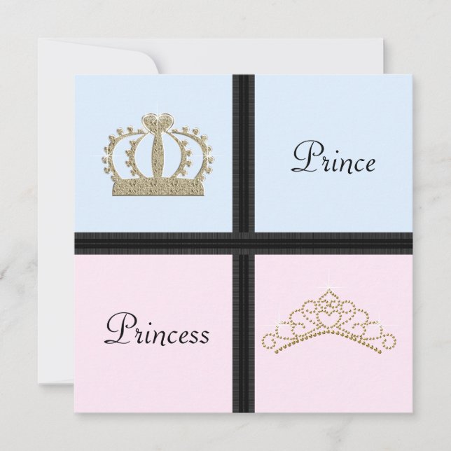 Convites de Revelação de Gênero Príncipe Princesa (Frente)