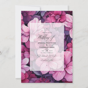 Convites De Rosado a Vermelho Groselha Floral Casamento de 