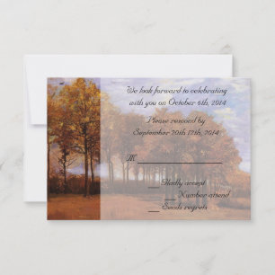 Convites de RSVP de casamento de outono. Paisagem