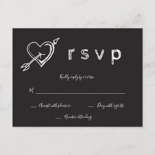 Convites de RSVP de casamento rústico com coração 