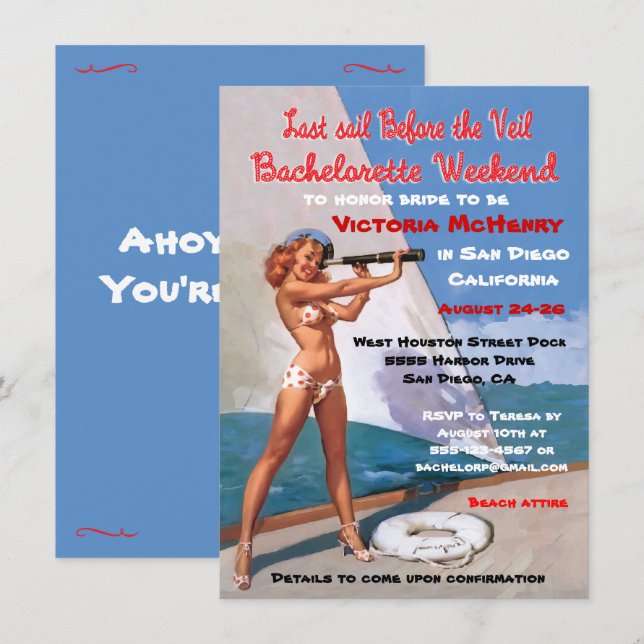 Convites de saída de final de semana náutica para  (Frente/Verso)