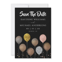 Convites de Save The Date Balão Brilho Preto