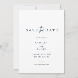 Convites de Save the Date com Foto Azul Marinho